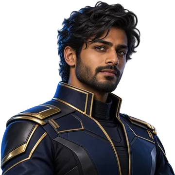 A human officer in a navy and gold uniform