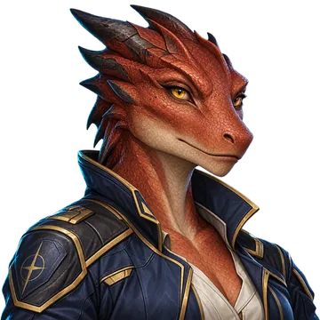 A Komodaki, a red reptilian officer